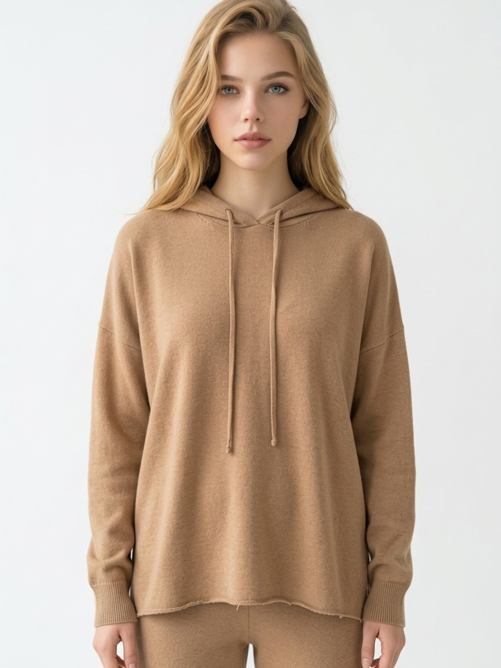 Jolie Camel Knit Hoodie Sweater